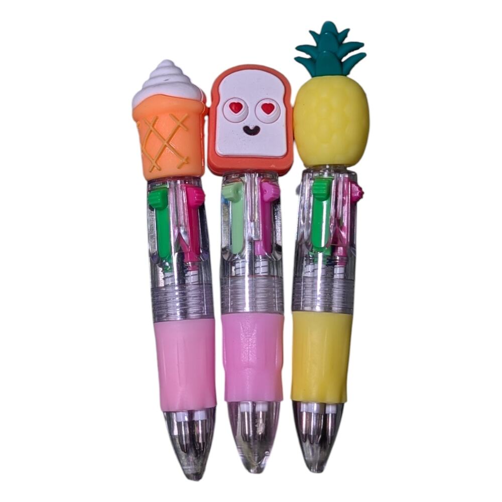 Small Pens Set Of 3 With Characters Multi Color Ink Brand New